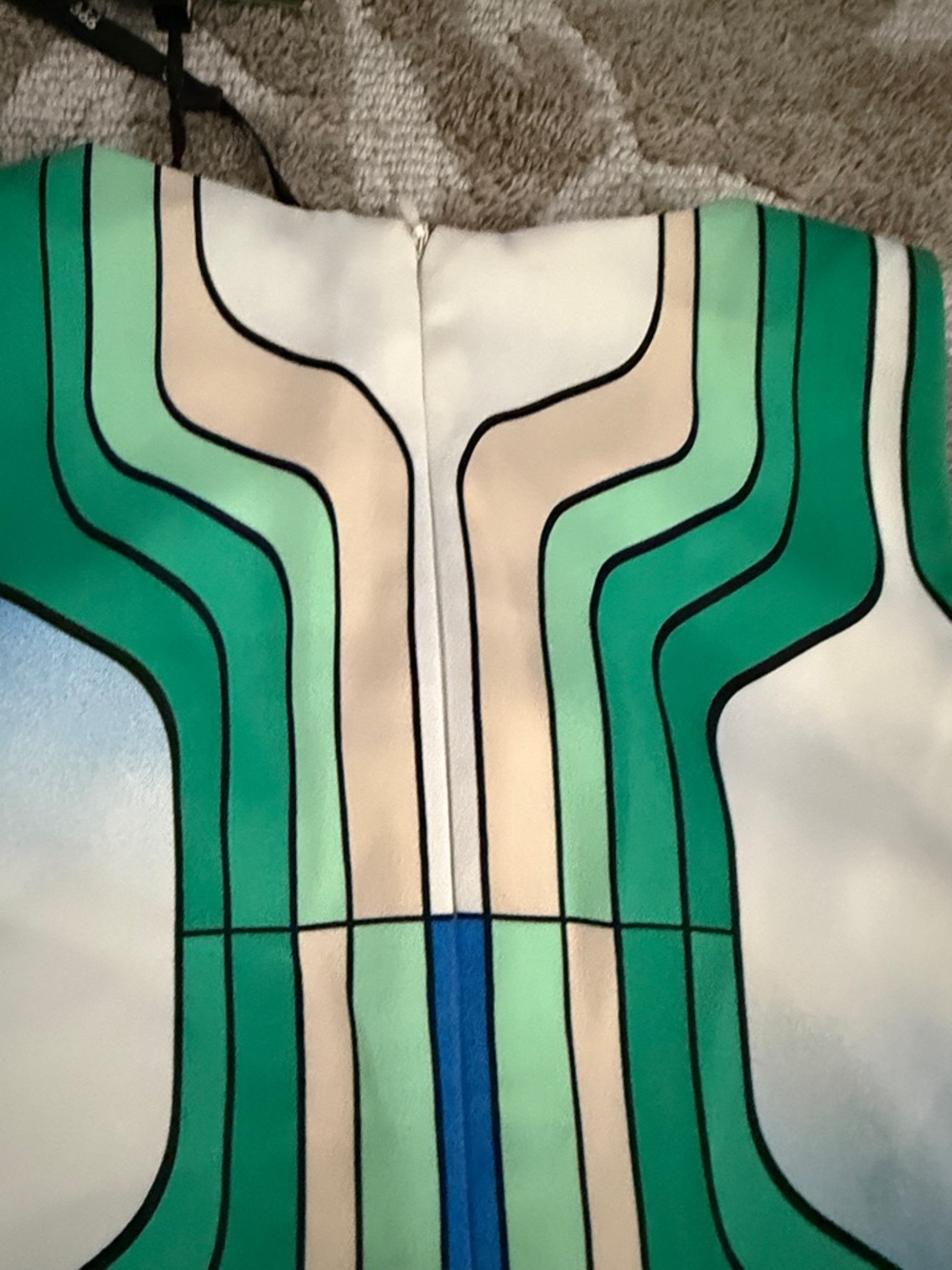 Marella Geometric Green & Cream A-Line Dress NWT - Picture 5 of 5